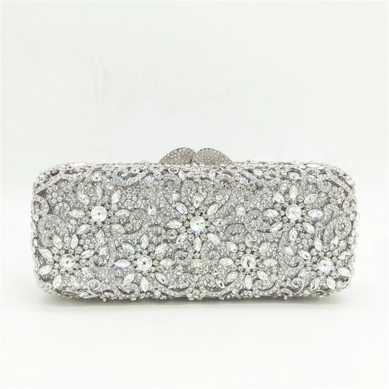 

20.5x9CM Metal Studded Diamond Women Horizontal Flap Solid Color Gem Bag Rhinestone Dinner Bag Clutch Bag Chain Bag G8230