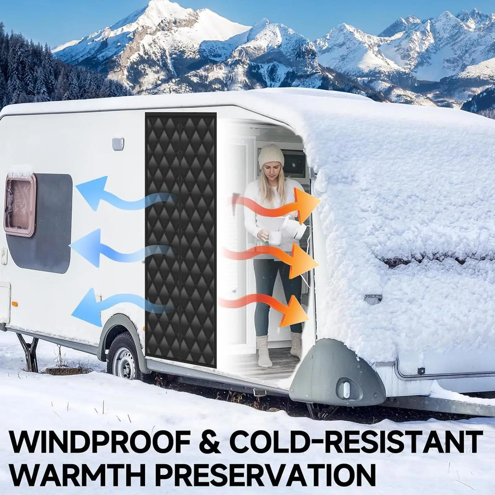 

Rv Door Cover For Winter Windproof Dustproof 33X80Inch Screen Waterproof Magnetic Insulated Blanket For Travel Outdoor