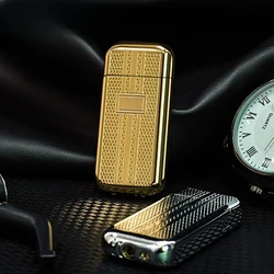 Exquisite Pattern Men's Small Gift Lighter Mini Ultra Thin Metal Inflatable Lighter Refilled Grinding Wheel Lighter Gadgets