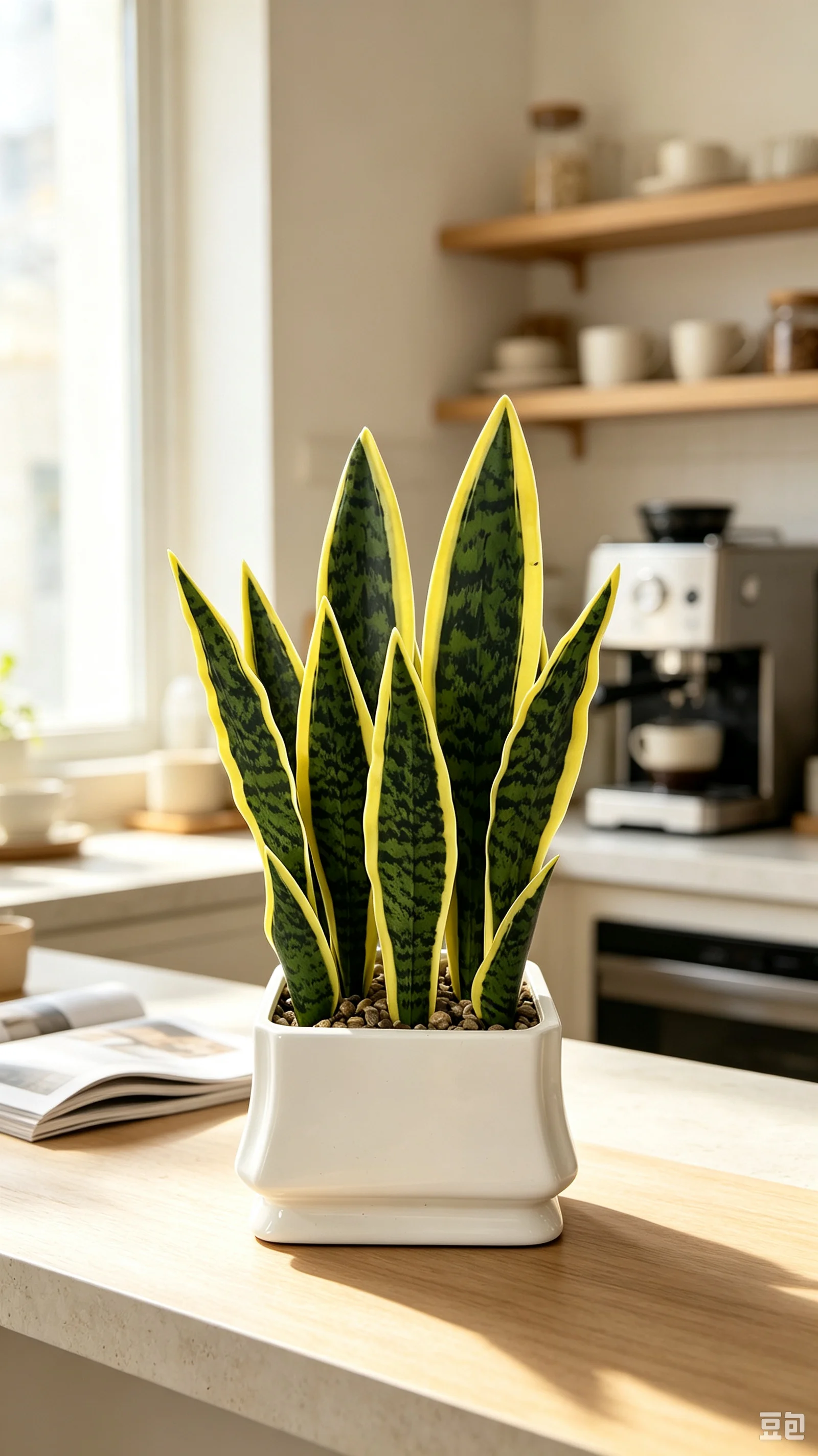 Snake Plant Ceramic - Artificial Sansevieria Plant in White Ceramic