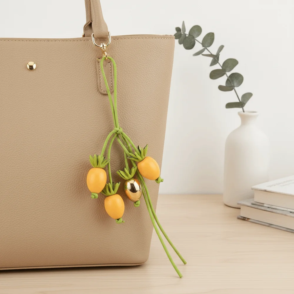 

Exquisite Leather Persimmons Bag Charm Elegant Grapes Fashionable Bag Pendant Cute All-Match Hanging Decoration Keychain Car Key