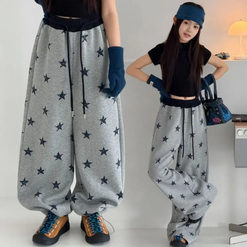 Girls' Pant 2026 Casual Pants Five Pointed Star Printed Wide Leg Pants for Spring Autumn Children Clothing