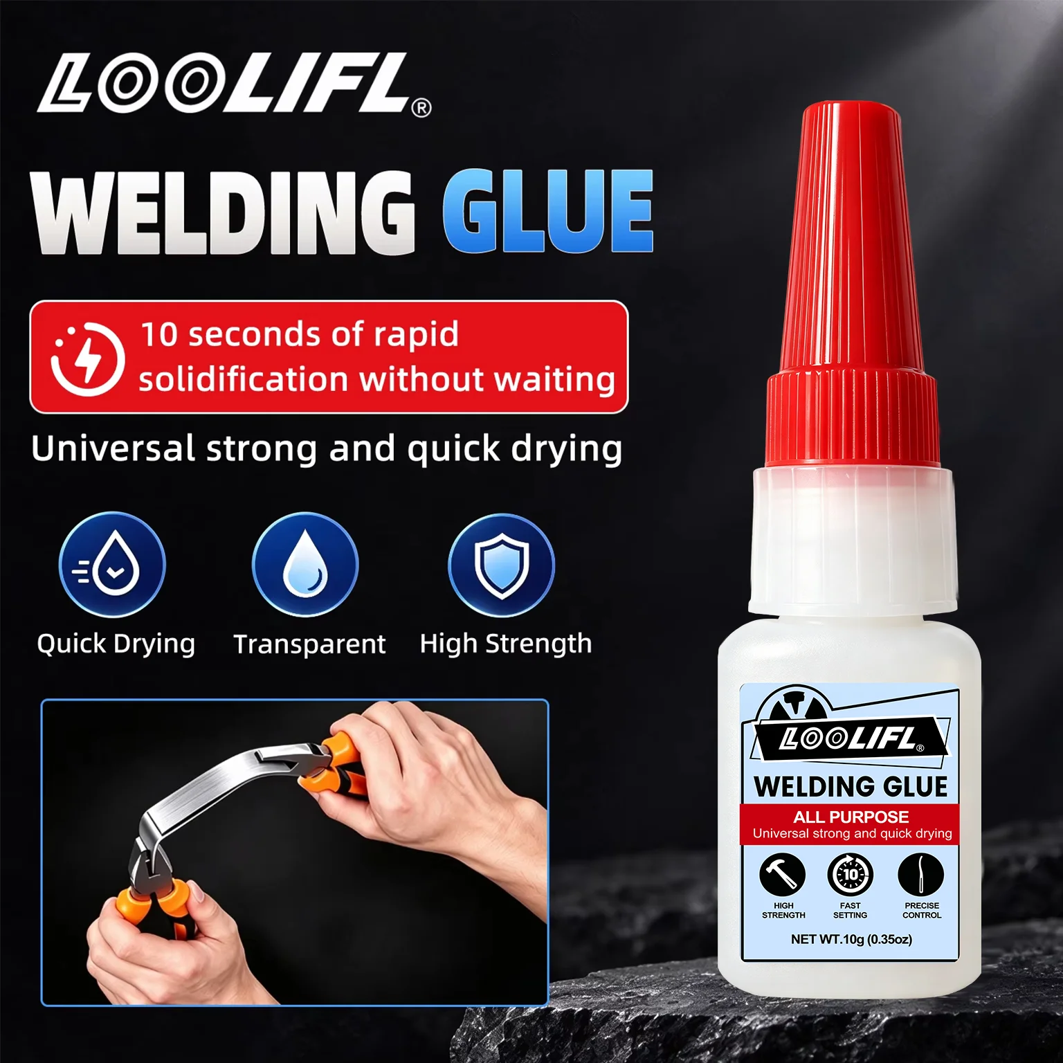 Loolifl High Strength Welding Glue Quick-Drying Super Glue Multi-Purpose Transparent Instant Adhesive Suitable for Wood, Metal, and Jewelry Bonding - view 3