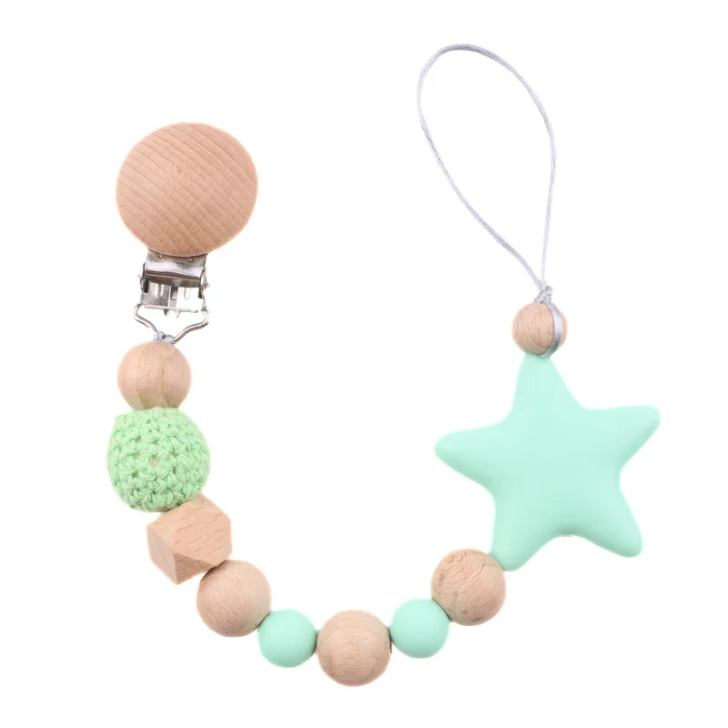 Baby Anti-drop Chain Pacifier Clips Silicone Beads Infant Nipple Appease Soother Chain Clips Dummy Holder Nipple Clip