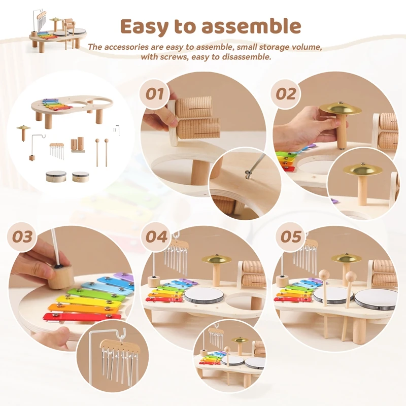 Baby Toy Musical Instrument Wooden Baby Learning Educational Toys Children's Multifunctional Music Knocking Table  Baby Gift Set