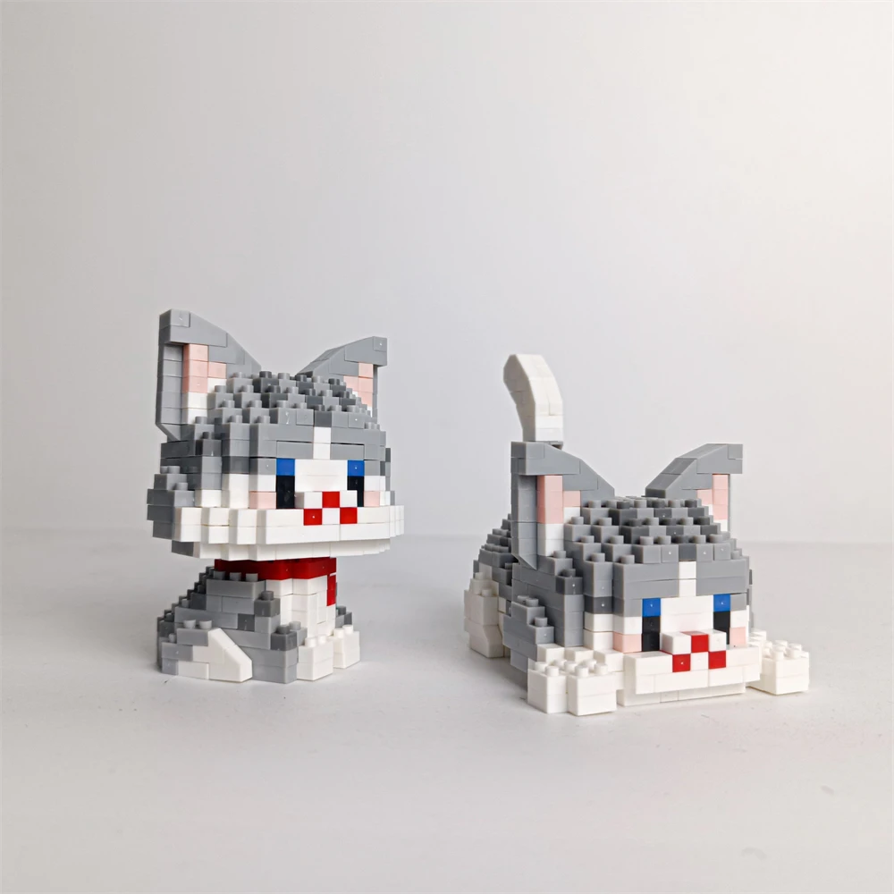 Dual Form Katze Form Haustier Serie Modell Micro Mini Bausteine Spielzeug Taschenformat Niedlichkeit Haustier Katze Display Dekor Gut für Mädchen