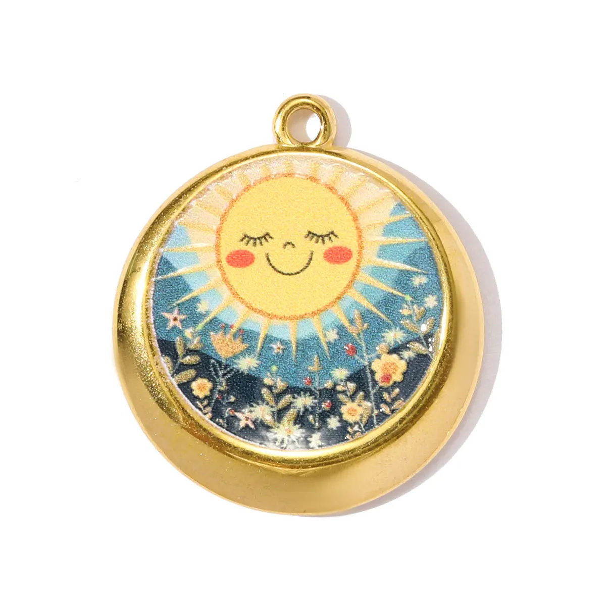 3 قطعة/الوحدة الرجعية الفولاذ المقاوم للصدأ رسمت الهلال الشمس DIY القرط سحر زهرة القلب قلادة قلادة المرأة عين الشر مجوهرات #2