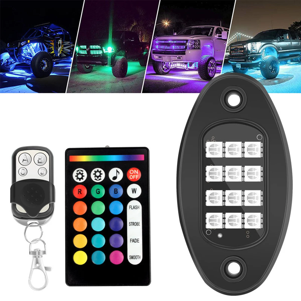 8 In 1 Pods LED Rock Lights for Trucks Music Mode APP Remote Control Neon Underglow Lighting Kit for Jeep Off Road SUV Car ATV