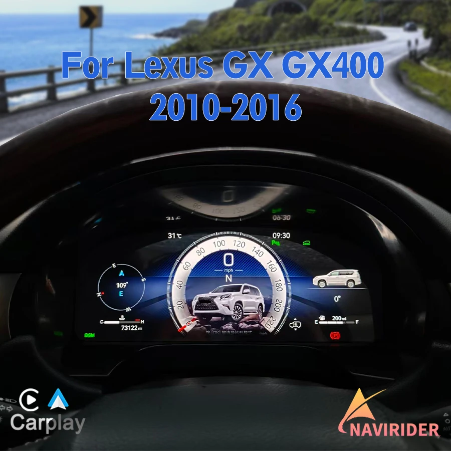 T For Lexus GX400 GX460 2010-2016 Digital Dashboard Cluster LCD Instrument Panel GPS Gauge Display Speedometer Virtual Cockpit
