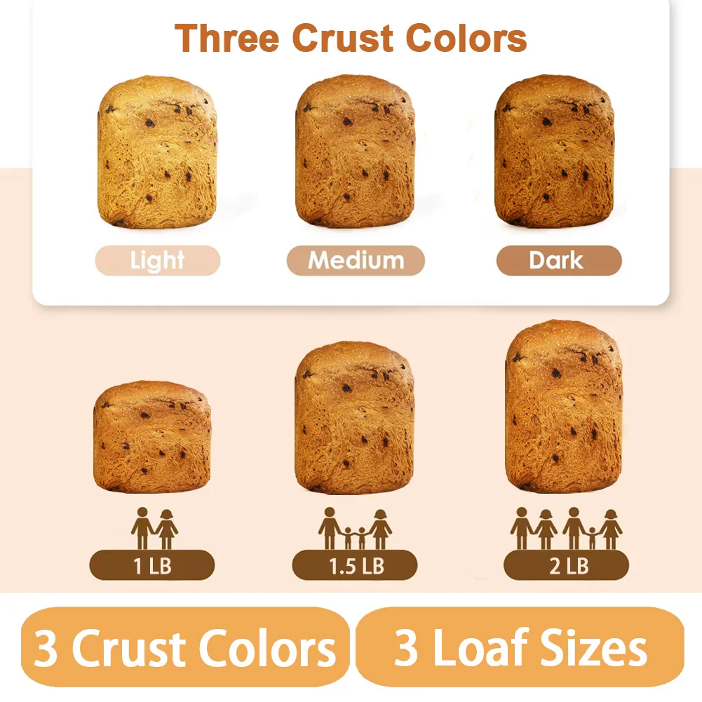 Máquina de pan doméstica pequeña totalmente automática 24 en 1 con recetas, máquina para hacer pan de queso para cocina