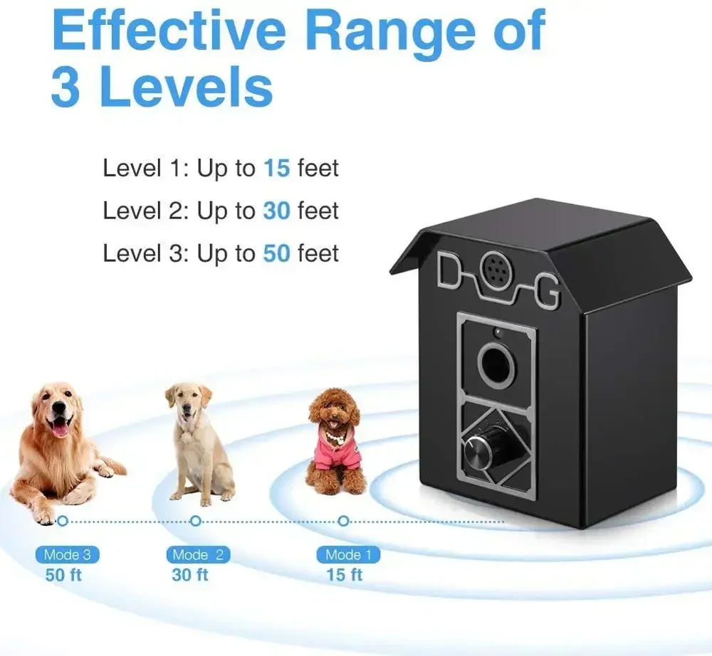 

New Pet Ultrasonic Bark Stopper, 50 FT Range Stop Barking Anti-Bark Device Dog Bark Control Safe for All Dogs Indoor Outdoor Use