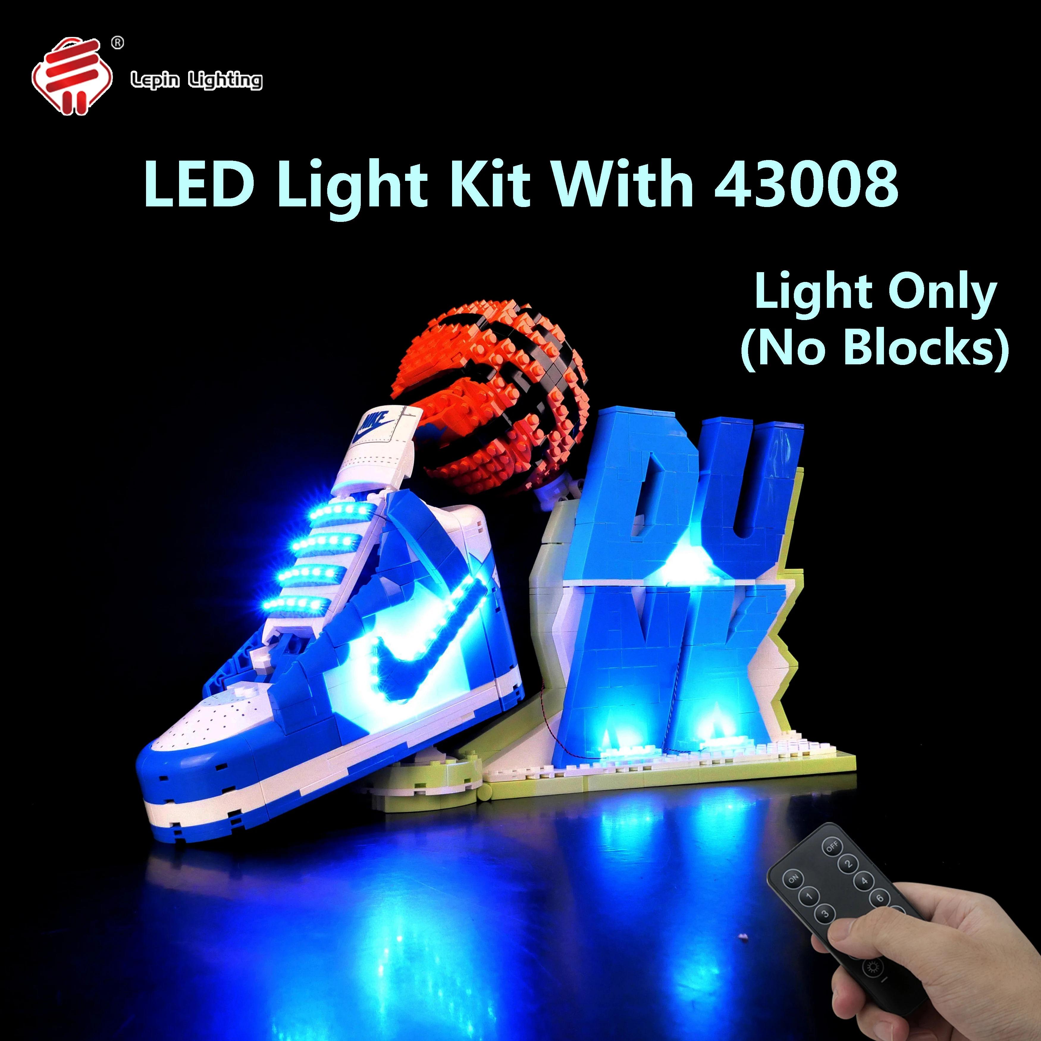 DIY LED Light Kit Compatible with 43008 Sport Sneaker Model Remote Control Lighting Set Display Decoration Module (Light Only)