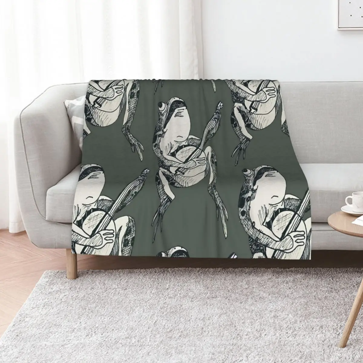 

stinky frog playing his banjo Throw Blanket Tourist halloween Summer Blankets For Baby Blankets