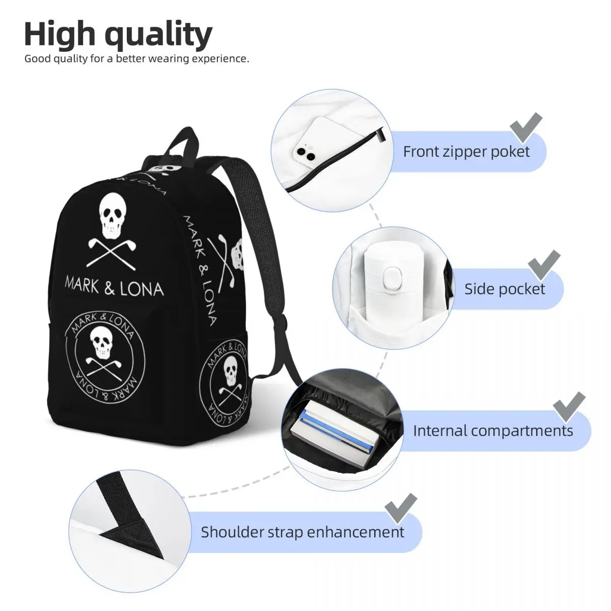 Fashion Marks & Lonas Cool Backpack Outdoor Student Hiking Travel Daypack for Men Women Laptop Computer Canvas Bags