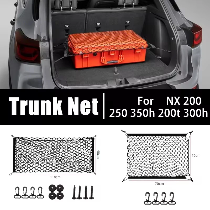 

Car Trunk Nets For Lexus NX 200 250 350h 200t 300h Hybrid Bag Mesh Nylon Trunk Organizer Elastic Luggage Storage Bag Accessories