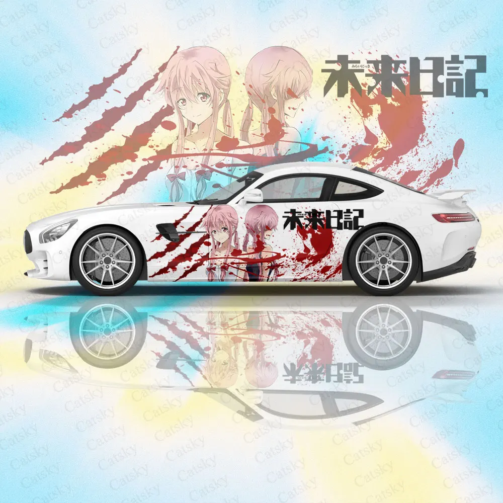 Custom Future Diaryr Yuno Gasai Anime 2pcs Car Sticker for Universal Large Car Decal Car Sticker for Univers Car Sticker Decor