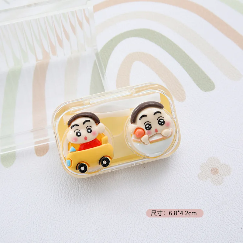 Crayon Shin-chan Contact Lens Case Eyes Contacts Care Container Box Mini Portable Cartoon Travel Holder Soaking Storage Box Gift