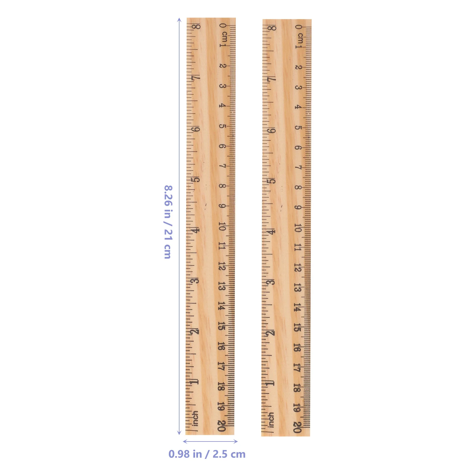30Pcs Wood Straight Ruler 20Cm Precision Measuring Tool for Drafting Geometry Student Learning Aid