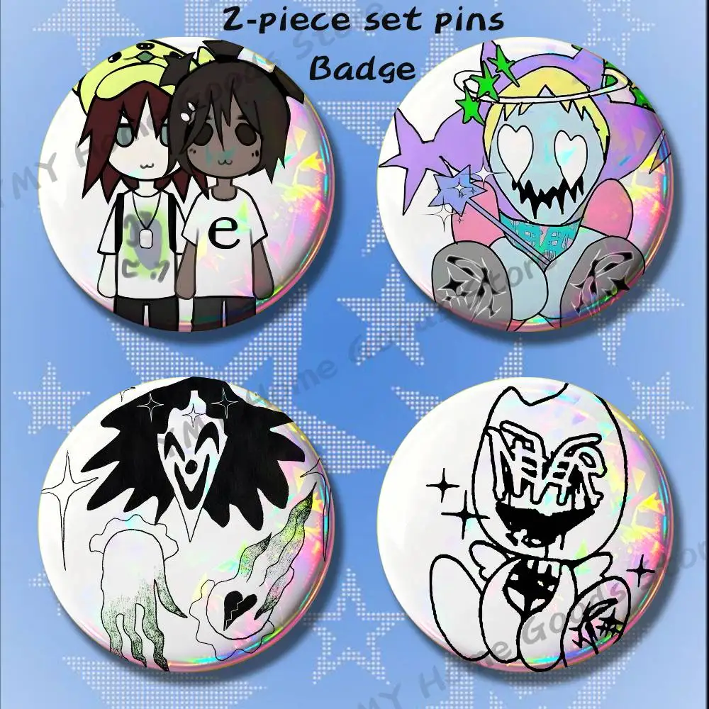 Ecco2k Drain Gang Vintage Anime 2-piece set Free Mix Backpack Clothes Jewelry Accessories Round Badge Collection Gifts