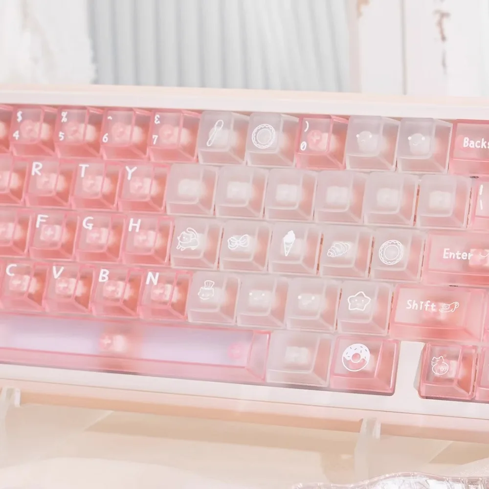 

Набор полупрозрачных колпачков Pink Mist, 135 клавиш, колпачок для клавиатуры с вишневым профилем для ПК, аксессуары для механической клавиатуры