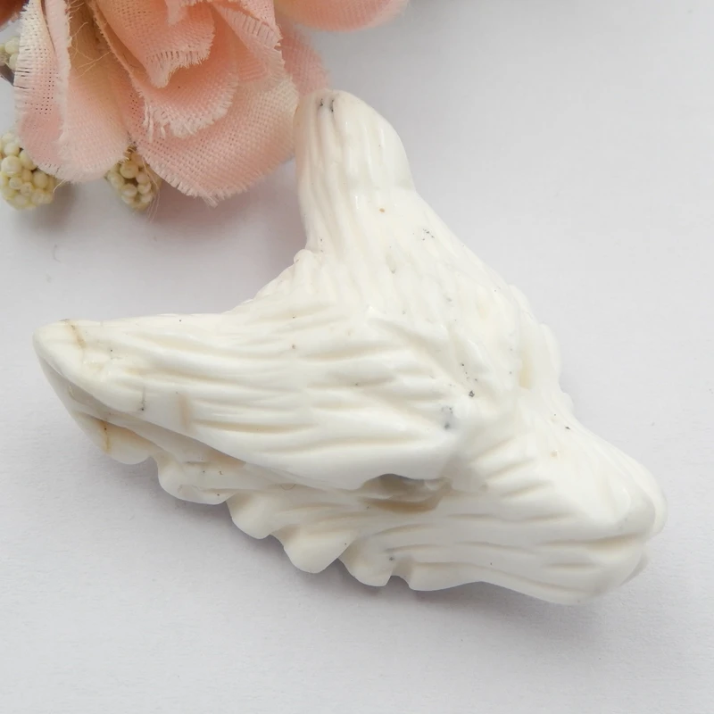 

Wholesale,Carved Howlite Wolf Head Fashion Pendant Bead 37x27x15mm17.3g