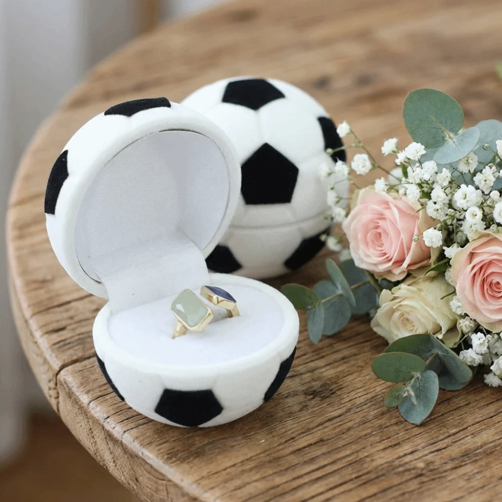 

Silky Velvet Velvet Jewelry Box Gray Color Compact Size Football Shape Ring Case Unique Design Football Shaped Ring Holder