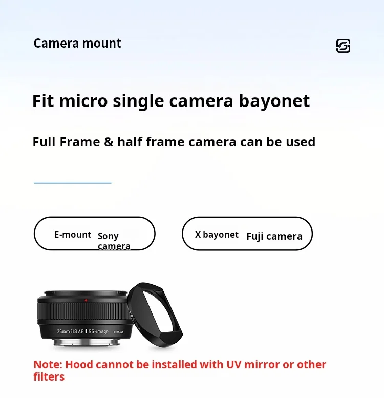 เลนส์กล้อง SGimage AF 25 มม. F1.8 APS-C ออโต้โฟกัส รูรับแสงกว้าง ระยะโฟกัสคงที่ มาตรฐาน สำหรับกล้อง Sony E และ Fuji XF