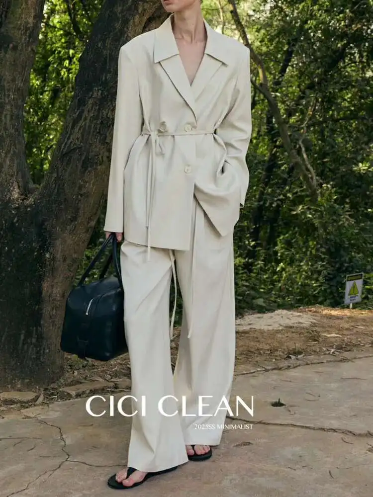 BJTZ Baidu Pure Kleur Eenvoudig 2025, Lente en Herfst Nieuwe Vrouwelijke Losse Tube Top Temperament Mode Broek Tweedelige set Bodycon