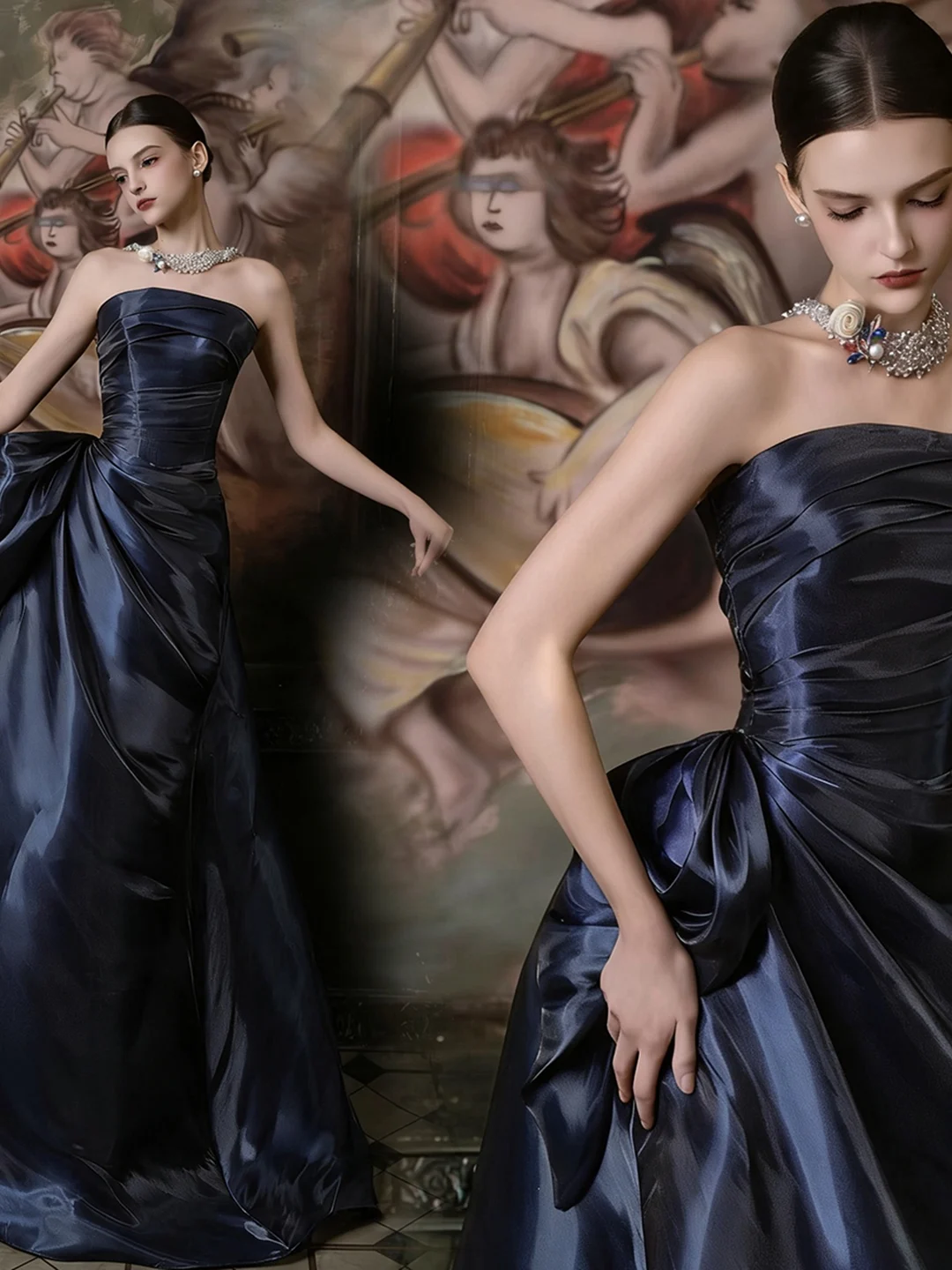 

Элегантное синее свадебное платье для помолвки, банкета, церемонии, для взрослых, модное длинное платье без рукавов для новобрачной