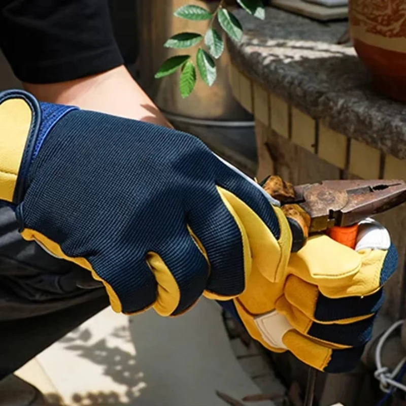 

1 Pair Welding Work Gloves Builder Gardening Light-Duty Mechanic Safety Gloves Imitation Sheepskin for Men Women