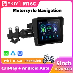 EKIY 5.0 inch Portable Motorcycle Navigation Display Screen CarPlay Motorcycle Wireless Android Auto Monitor Waterproof TPMS