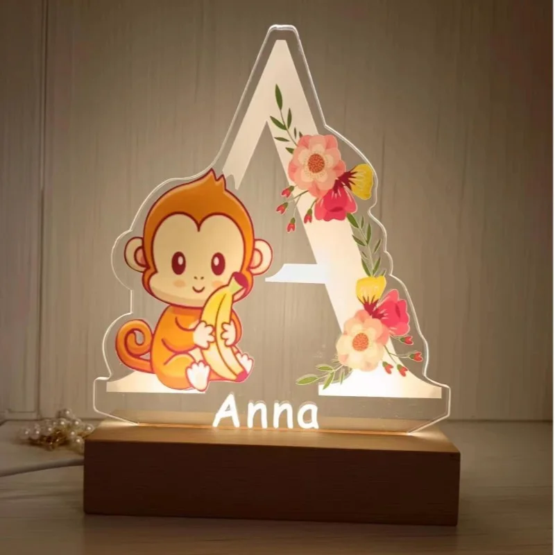 Personalized Acrylic Night Lamp Personal Baby Name Custom Cartoon Light Birthday Gift for Kids Children Home Bedroom Decoration