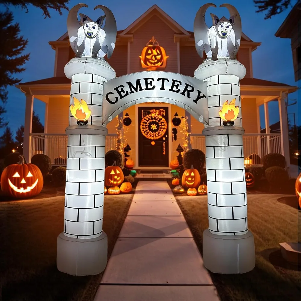 

10FT Halloween Inflatables Outdoor Decorations, Haunted Cemetery Halloween Inflatable Archway Blow Up Yard Decorations