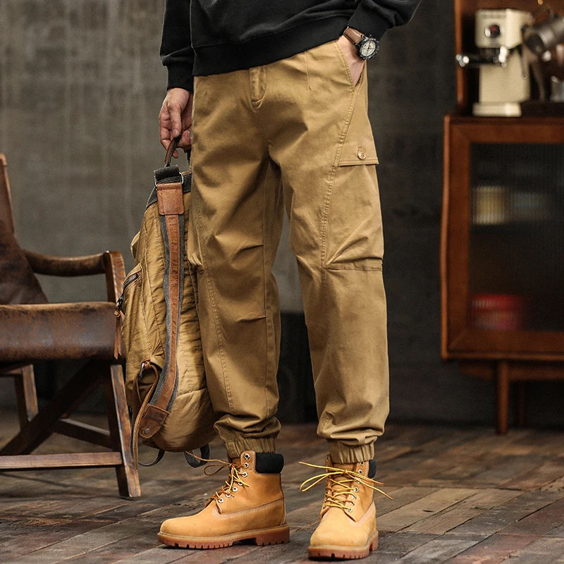 

Autumn Men's Casual Workwear Pants American Retro Style Loose Fit Long Trousers Youthful Energy Fashion Regular Fit