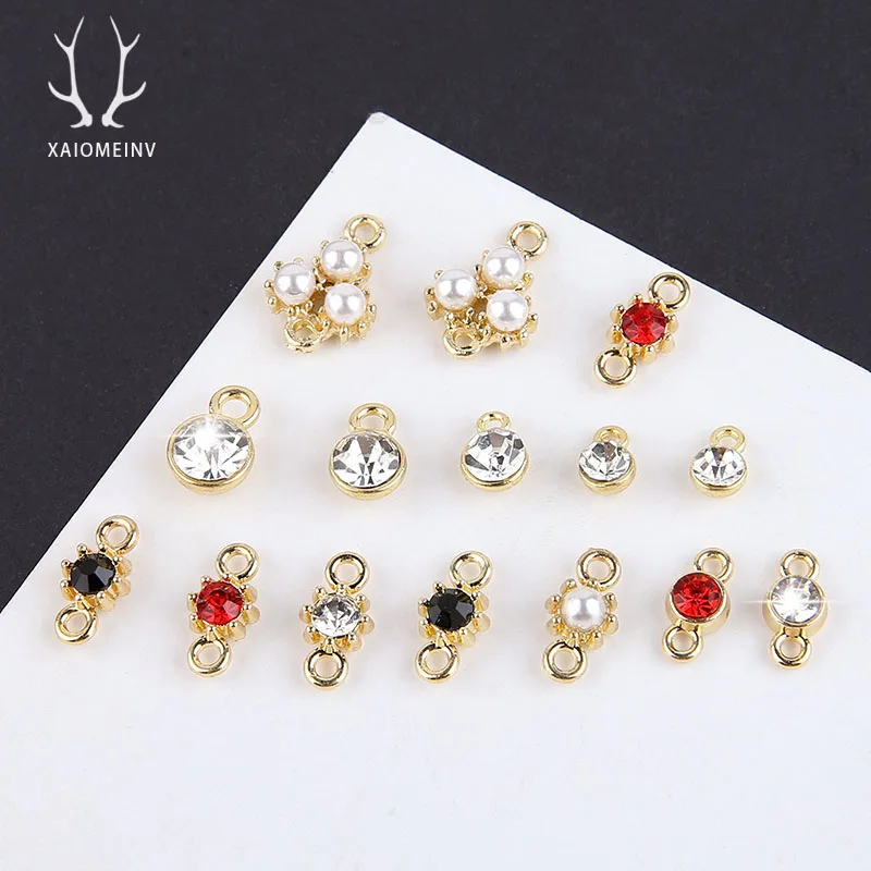 10x Double Cup Pearl Crystal Charms for Jewelry - alternate angle