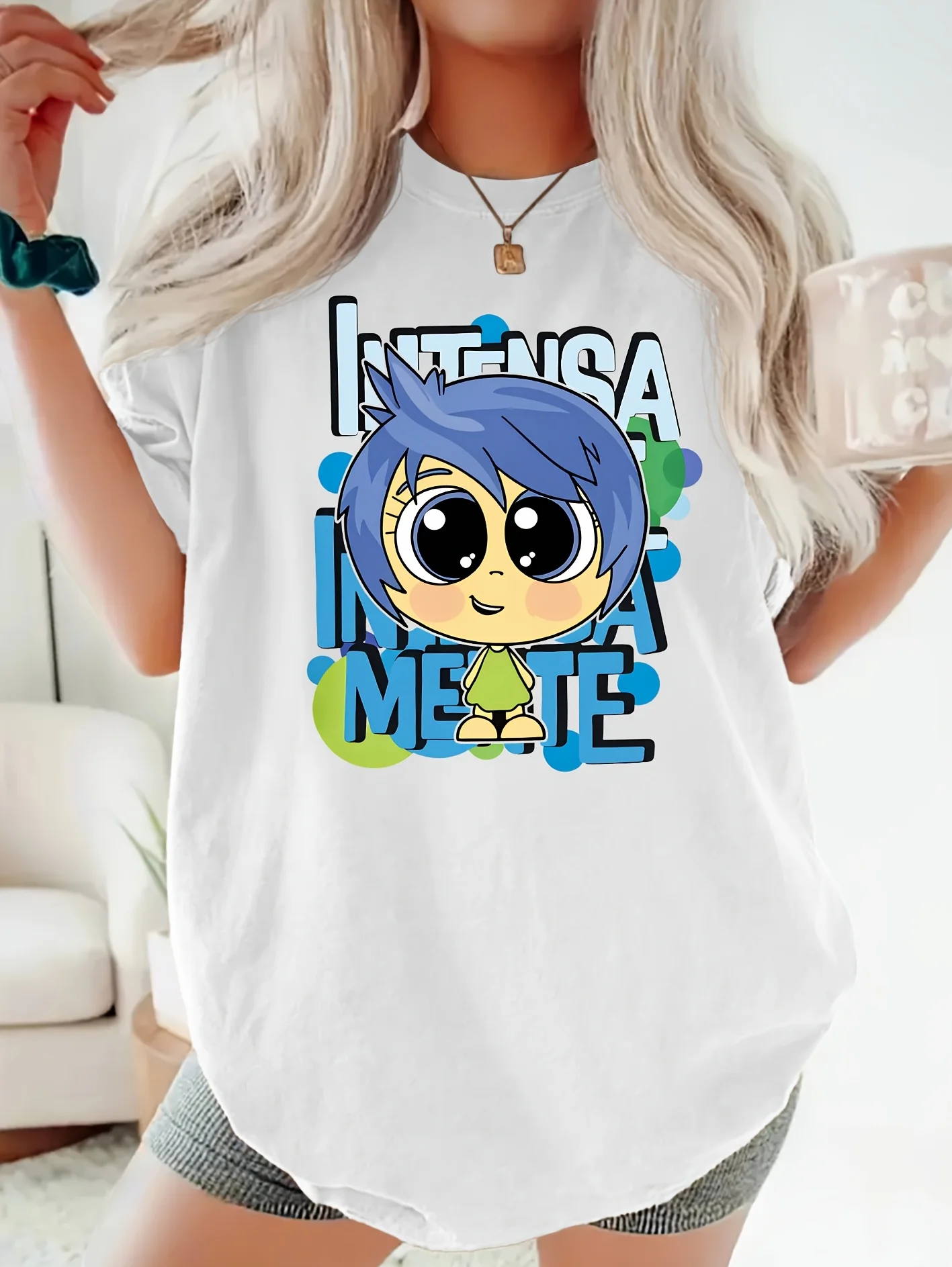 

Disney Inside Out Joy Emotion Regulation T Shirt Women's Men Cotton Tee O-Neck Casual Oversized Short Sleeve Tops Streetwear