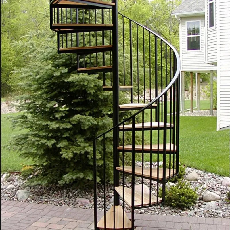custom.Space Saving Curved Metal Staircase Durable Powder Coated Stair with Excellent Quality Railing Indoor Use