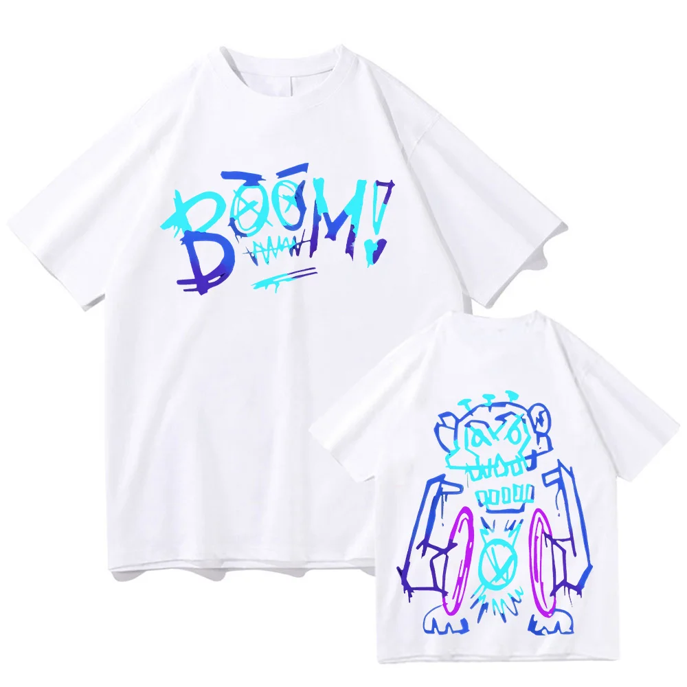 Hot Anime Arcane Jinx Graffiti T-shirts Harajuku O-neck Summer Pure Cotton Tshirts Man Women Loose-fit Top Fashion Y2K Clothing