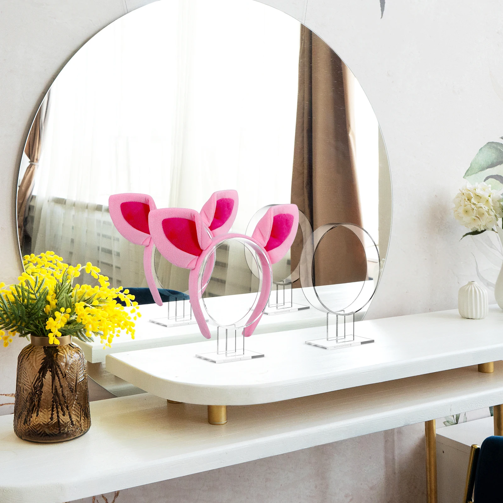 

2 Pcs Display Stand Acrylic Hair Accessories Organizer Rack Durable Headband Display Stand Clear Material Save Space
