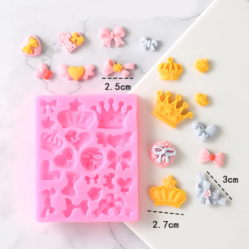 Cartoon Crown Bow Tie Silicone Cake Mold - Fondant Cupcake Jelly Candy Shaped Decorations Baking Mould for Kitchen
