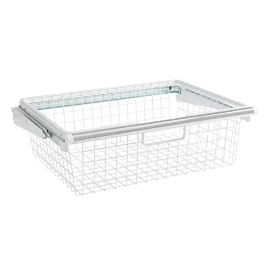 Configurations Sliding Basket for Closet Drawer Organization White Sturdy Slide Out Basket for Home/Laundry/Bathroom/Mudroom/Pa