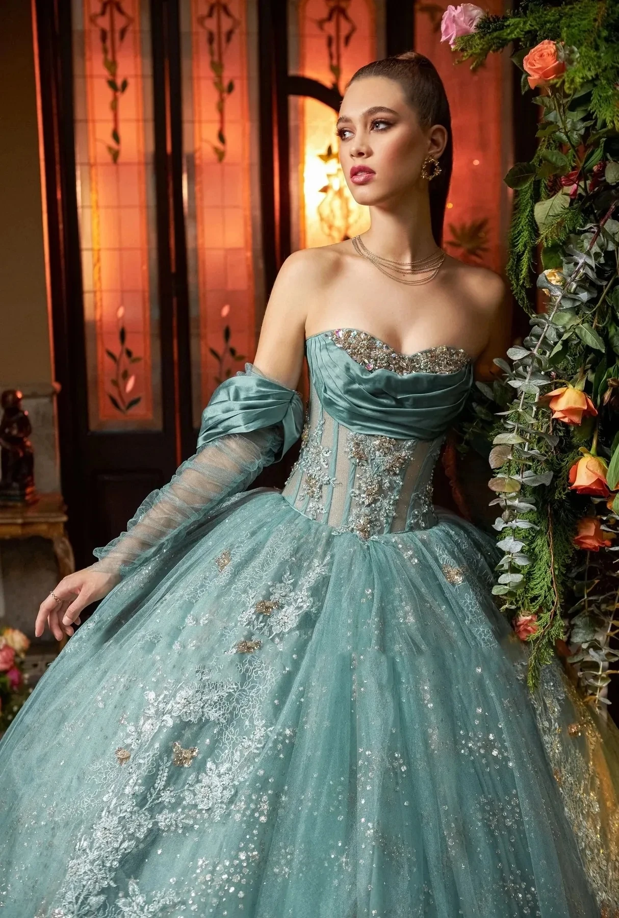 Teal Blue charo Quinceanera abiti Ball Gown Sweetheart Tulle Appliques Puffy Mexican Sweet 16 abiti 15 Anos