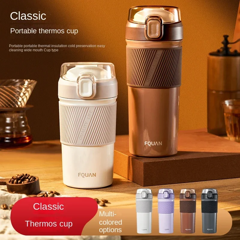 

Thermos cup simple car coffee cup bullet lid direct drink portable 316 stainless steel mug