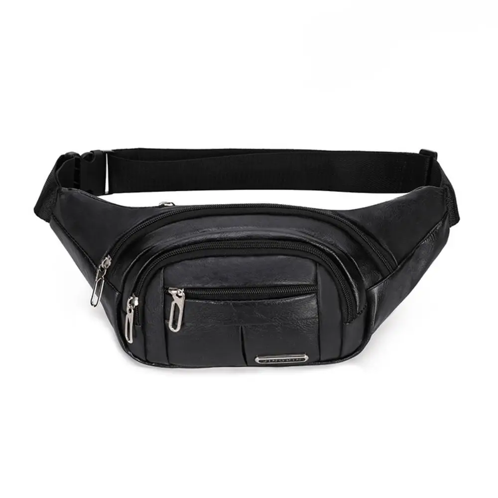 Large Capacity Waist Bum Bag Casual Waterproof Solid Color Fanny Pack PU Leather Chest Bag