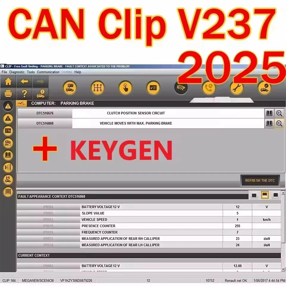 New version 2025 Clip V237 Latest Software With Keygen For Renault OBD2 Diagnostic software Auto Repair Software