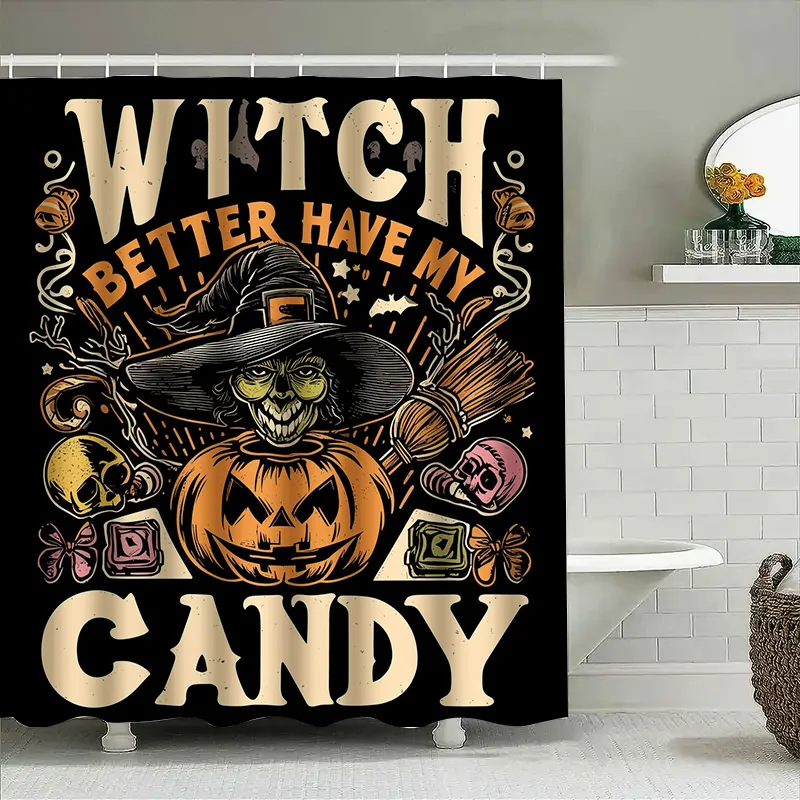 

Tuniu Spooky Witch Хэллоуин занавеска для душа милый декор ведьмы, забавный подарок на Хэллоуин, готический декор, колдовство, искусство ужасов