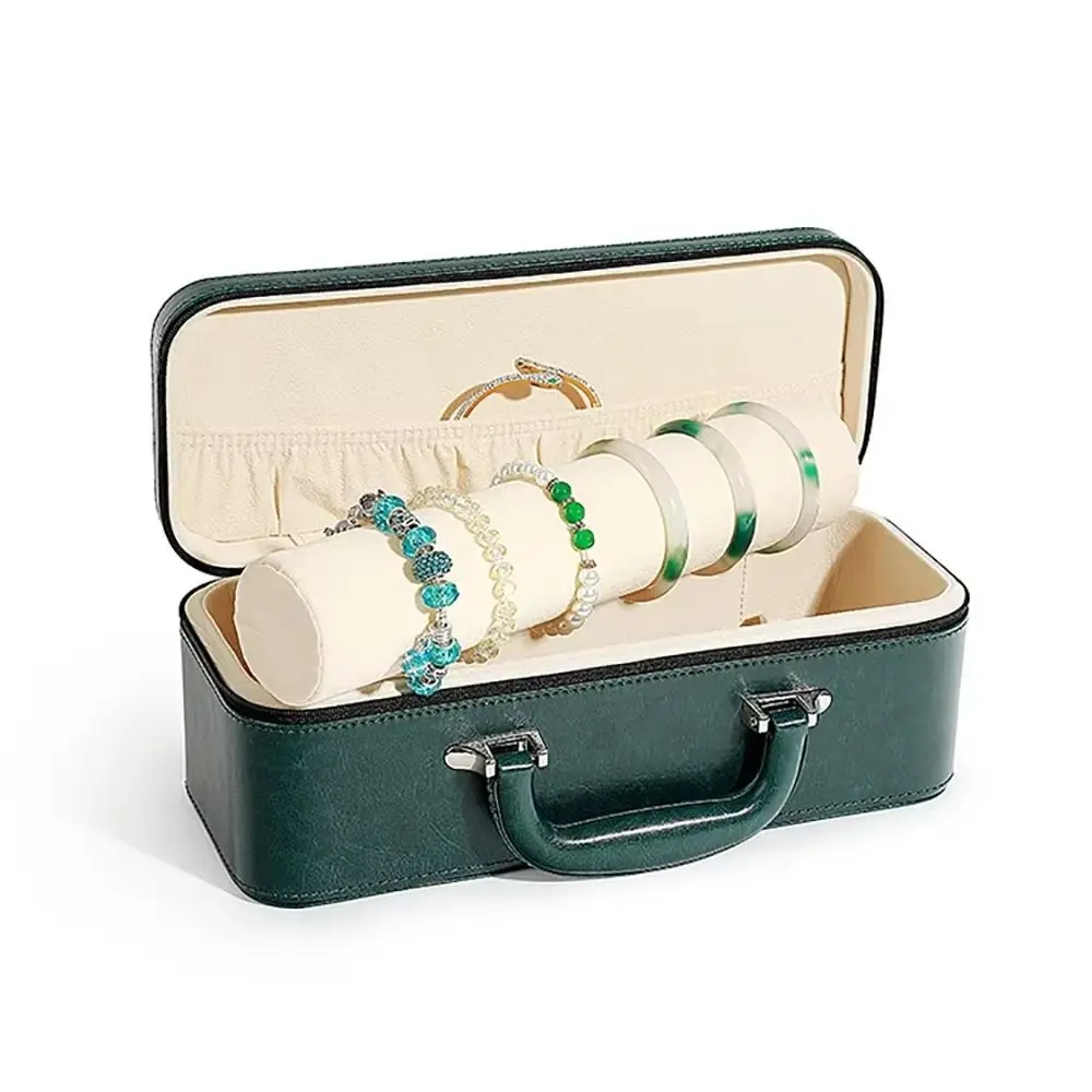 Vintage Watch Display Box PU Leather Compact Bracelet Storage Boxes with Handle Durable Wristwatch Holder Jewelry Accessories