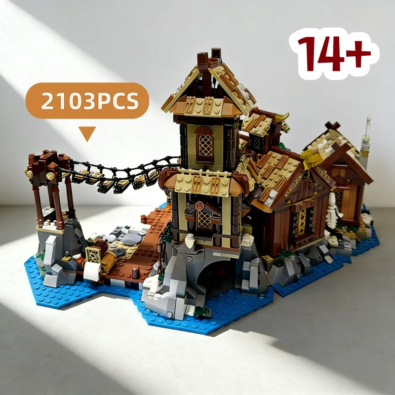 

2103PCS DIY Creative Toy Medieval European Streetscape 21343 Viking Village Custom Puzzle Building Bricks Birthday Party Gifts
