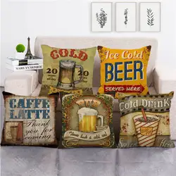 Cerveja festa capa de almofada estilo retro cerveja vinho impressão fronha decoração para casa capa de almofada do sofá funda cojines 45x45