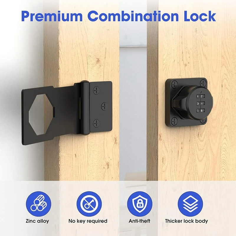 Keyless Cabinet Combination Latch,Cabinet Password Locks For Cabinet,Mailbox,Office File Cabinet Lock Black Durable Easy Install